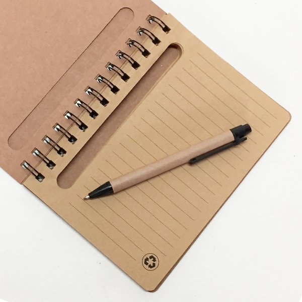 Set Cuaderno - Libreta - Memo set Tapa Cartón + Bolígrafo - Regalos Corporativos