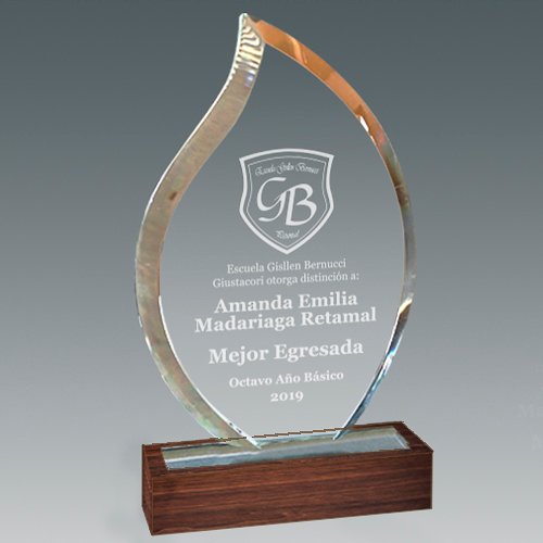 Galvano Cristal Base de Madera - Regalos Corporativos