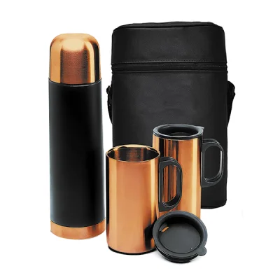 Miniatura 2 de Set Botella Acero Inoxidable Térmica + mugs ENCOBRIZADO
