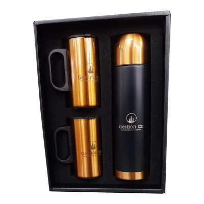 Miniatura 4 de Set Botella Acero Inoxidable Térmica + mugs ENCOBRIZADO