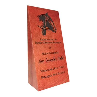 Regalo corporativo Galvano Madera Cuña Raulí Vertical