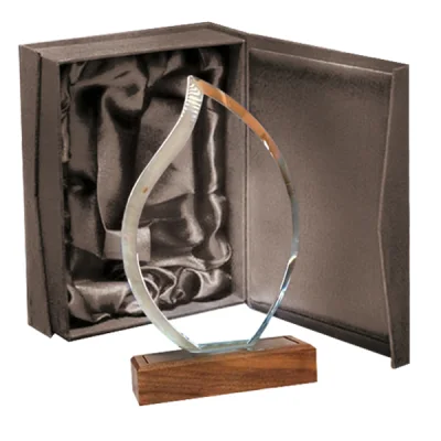 Regalo corporativo Galvano Cristal Base de Madera