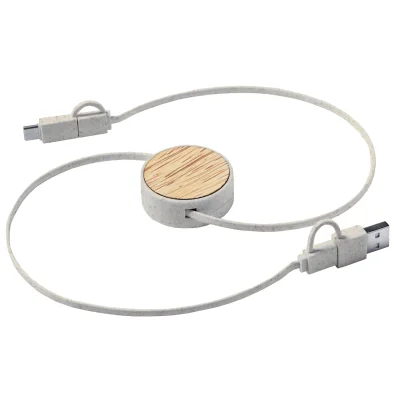 Regalo corporativo Cable Conector Bamboo Multicargador