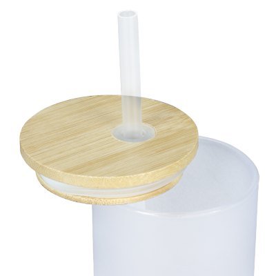 Miniatura 13 de Botella Vidrio Borosilicato Sublimación, tapa Bamboo 500cc