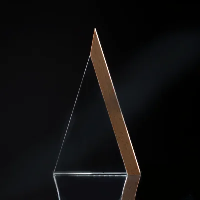 Miniatura 2 de Trofeo Galvano de Madera y Cristal "Triangle"
