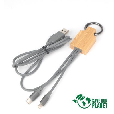 Miniatura 3 de Connect Multicargador 4 en 1 de Bamboo con llavero.