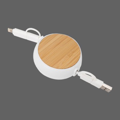 Regalo corporativo Connect Multicargador Retráctil 4 en 1 de ABS/Bamboo