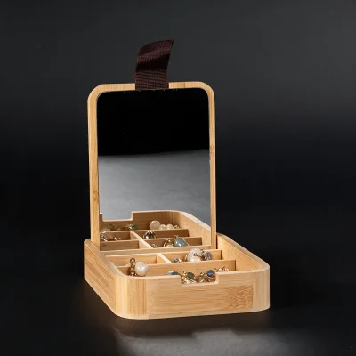 Caja organizadora de Bamboo con espejo "ANNA" - Regalos Corporativos