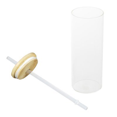 Miniatura 2 de Botella Vidrio Borosilicato Sublimación, tapa Bamboo 500cc