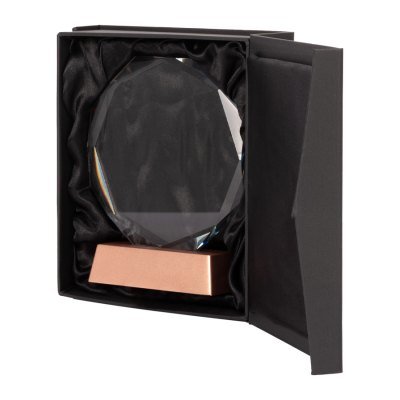 Miniatura 5 de Trofeo Galvano de Cristal "RUNE" con base encobrizada.