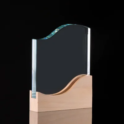 Miniatura 4 de Trofeo Galvano de Madera y Cristal "Curve"