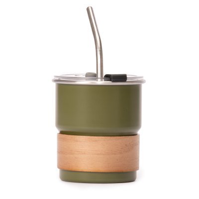 Miniatura 7 de Vaso Térmico metálico "CAMP" 300cc. con Bombilla y Grip de Madera.