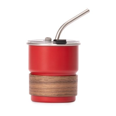 Miniatura 6 de Vaso Térmico metálico "CAMP" 300cc. con Bombilla y Grip de Madera.