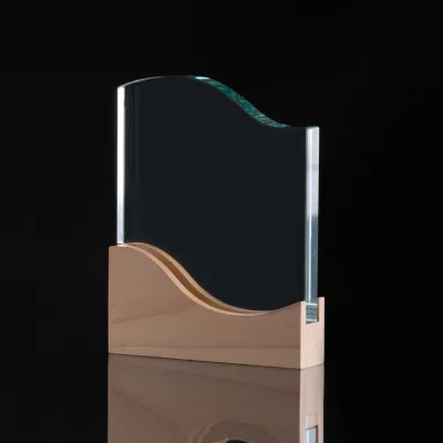 Miniatura 6 de Trofeo Galvano de Madera y Cristal "Curve"