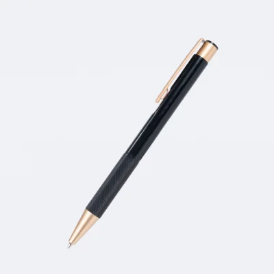 Miniatura 5 de Bolígrafo de aluminio negro "STRONG", con terminales encobrizados.
