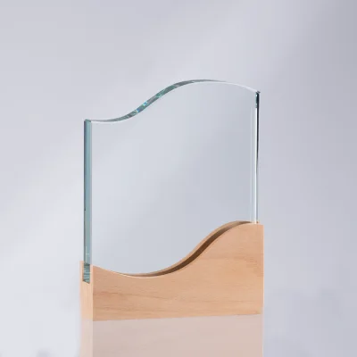 Miniatura 8 de Trofeo Galvano de Madera y Cristal "Curve"