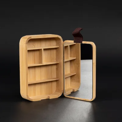 Caja organizadora de Bamboo con espejo "ANNA" - Regalos Corporativos