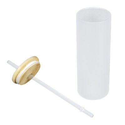 Miniatura 5 de Botella Vidrio Borosilicato Sublimación, tapa Bamboo 500cc