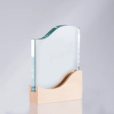 Miniatura 11 de Trofeo Galvano de Madera y Cristal "Curve"