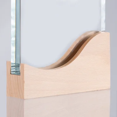 Miniatura 12 de Trofeo Galvano de Madera y Cristal "Curve"