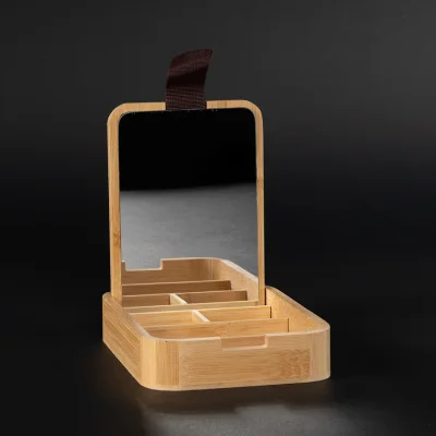 Caja organizadora de Bamboo con espejo "ANNA" - Regalos Corporativos