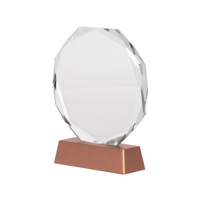 Miniatura 9 de Trofeo Galvano de Cristal "RUNE" con base encobrizada.