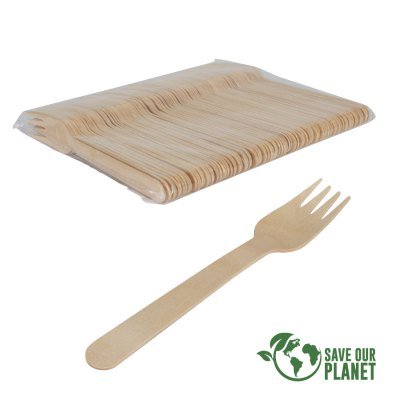 Miniatura 4 de Bolsa con 100 tenedores de madera de Abedul