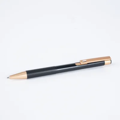 Miniatura 6 de Bolígrafo de aluminio negro "STRONG", con terminales encobrizados.