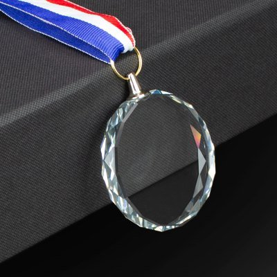 Miniatura 2 de Medalla Cristal "Diamond" con cinta tricolor