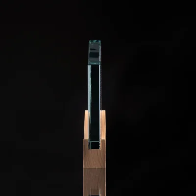 Miniatura 5 de Trofeo Galvano de Madera y Cristal "Curve"