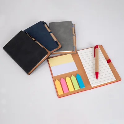 Regalo corporativo Libreta Memo Set "AURORA" de Eco-Cuero, con Bolígrafo.